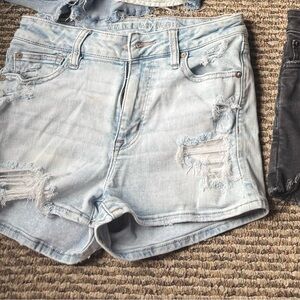 American Eagle Outfitters Blue Jean Shorts with Frayed Hem
